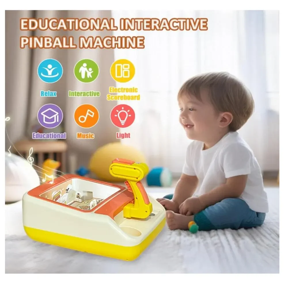 Pinball Machine for Kids, Interactive Electronic Toy40 Pinballs & 12 Coins